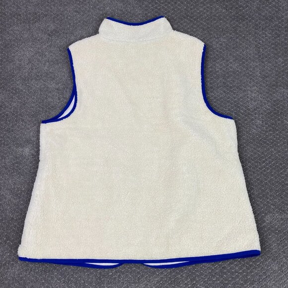 Talbots Fleece Vest Women's 1X White Blue Deep Pile Sherpa Full Zip - Picture 3 of 10